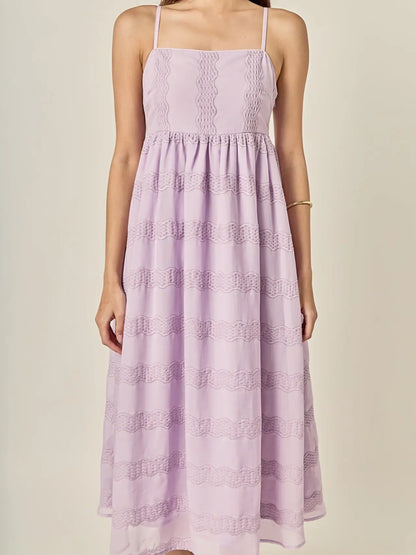 Embroidered Chiffon Sleeveless Midi Dress