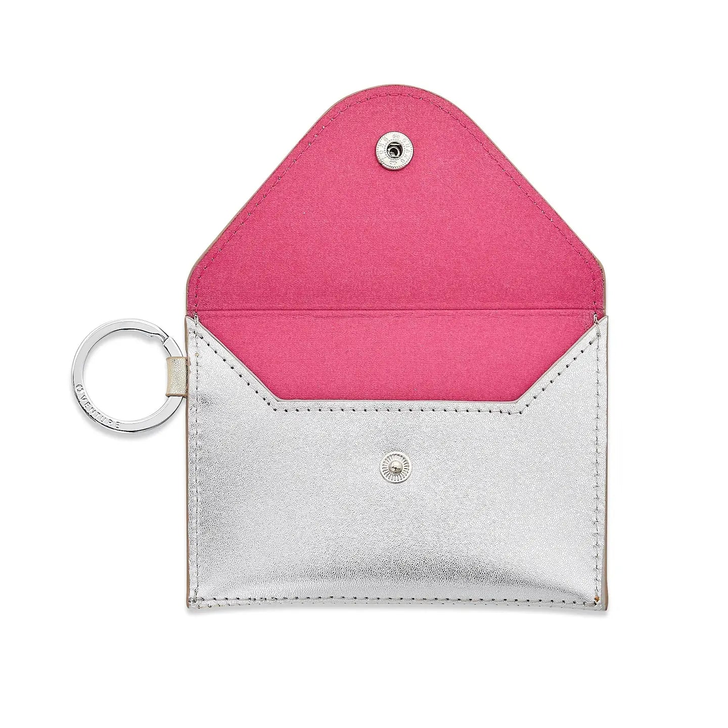 Keychain Wallet: Gold/Silver Leather Envelope Card Case