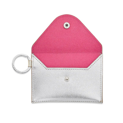 Keychain Wallet: Gold/Silver Leather Envelope Card Case
