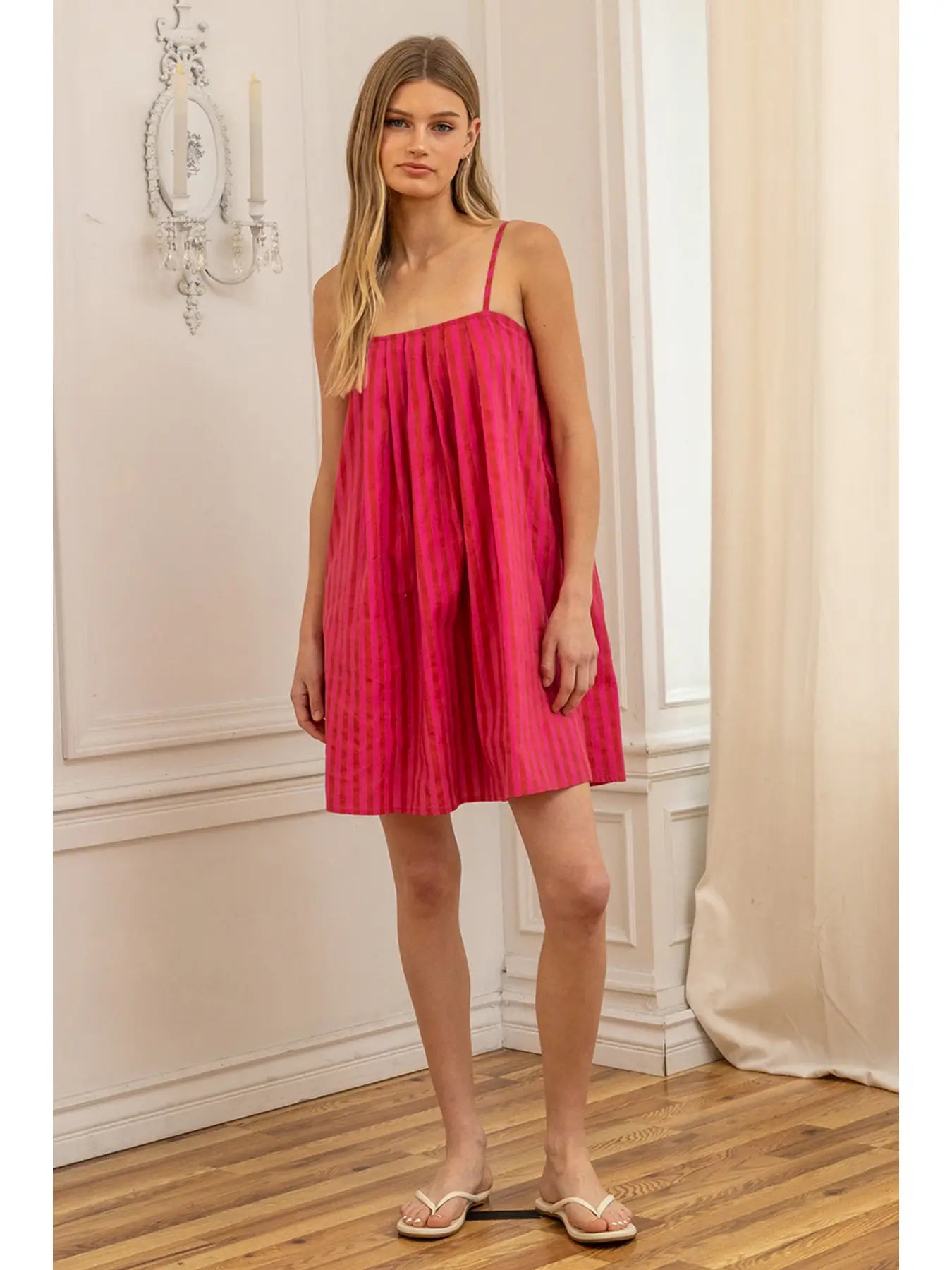Candy Stripe Babydoll Mini Dress
