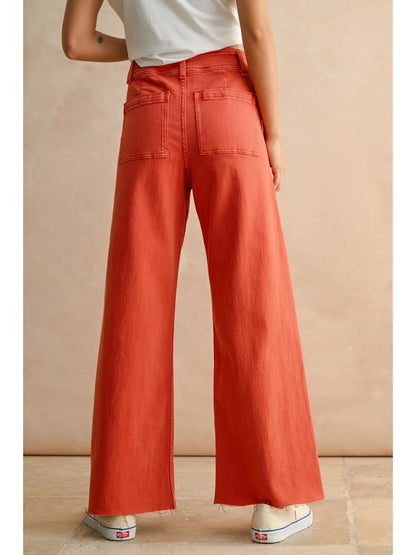 Straight Wide Leg Denim Pants