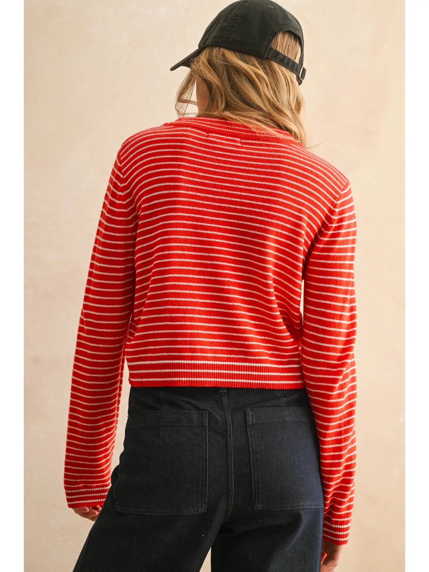 Stripe Sweater Top Red & White