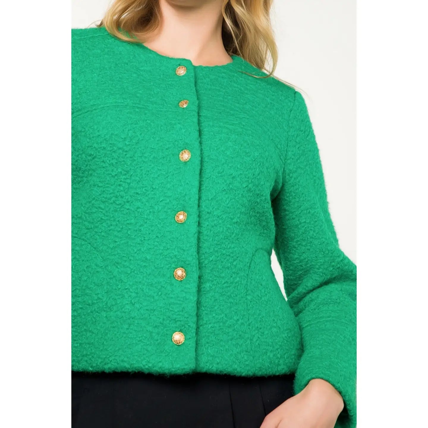 Button Up Boucle Jacket