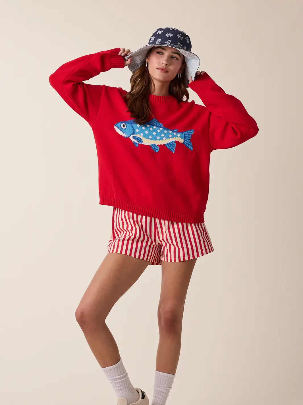 Fish Sweater Red
