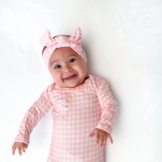 Pink Gingham (Spring/Easter) Knotted Infant Gown