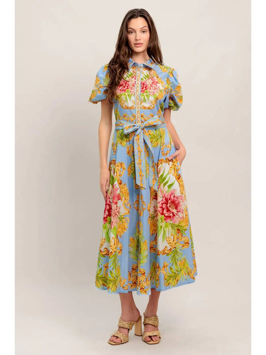 A Printed Woven Midi Dress