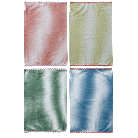 Woven Cotton Tea Towel with Stripes