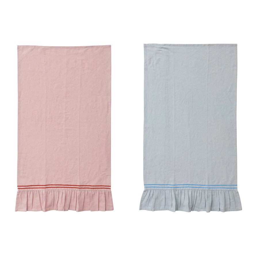 Cotton & Linen Tea Towel with Ruffle