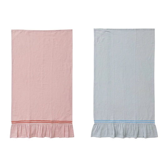 Cotton & Linen Tea Towel with Ruffle