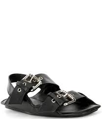 Free People Blossom Buckle Sandal Black Leather