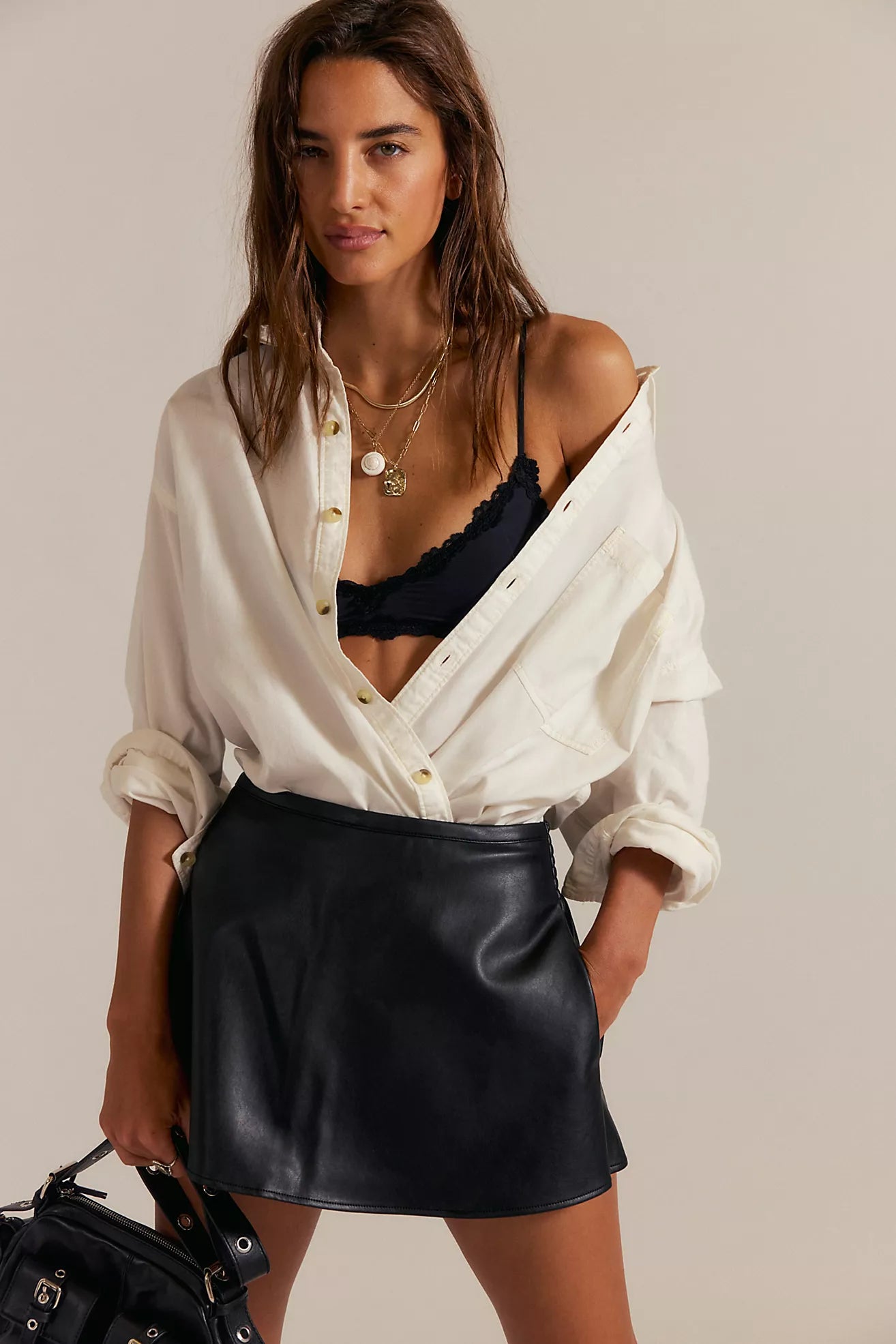 Paradise Found Vegan Leather Skort