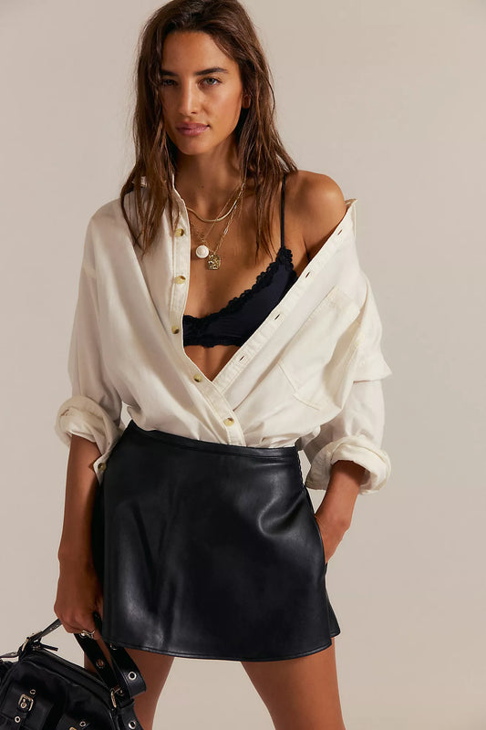 Paradise Found Vegan Leather Skort