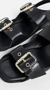Free People Blossom Buckle Sandal Black Leather