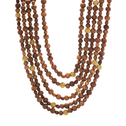 Beads 5-Strand Necklace, 18"+2'' - Teak Regular price$425.00