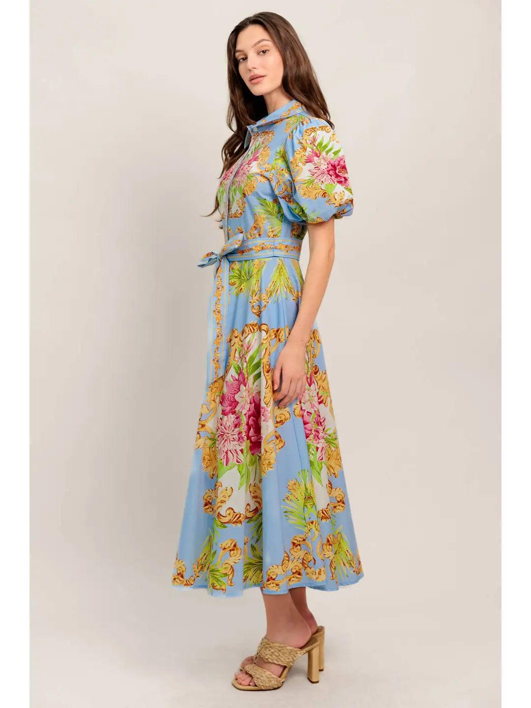 A Printed Woven Midi Dress