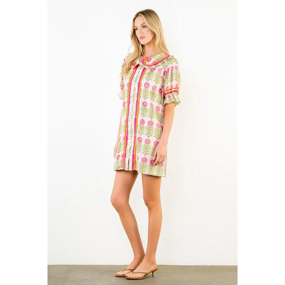 Puff Sleeve Floral Pattern Dress
