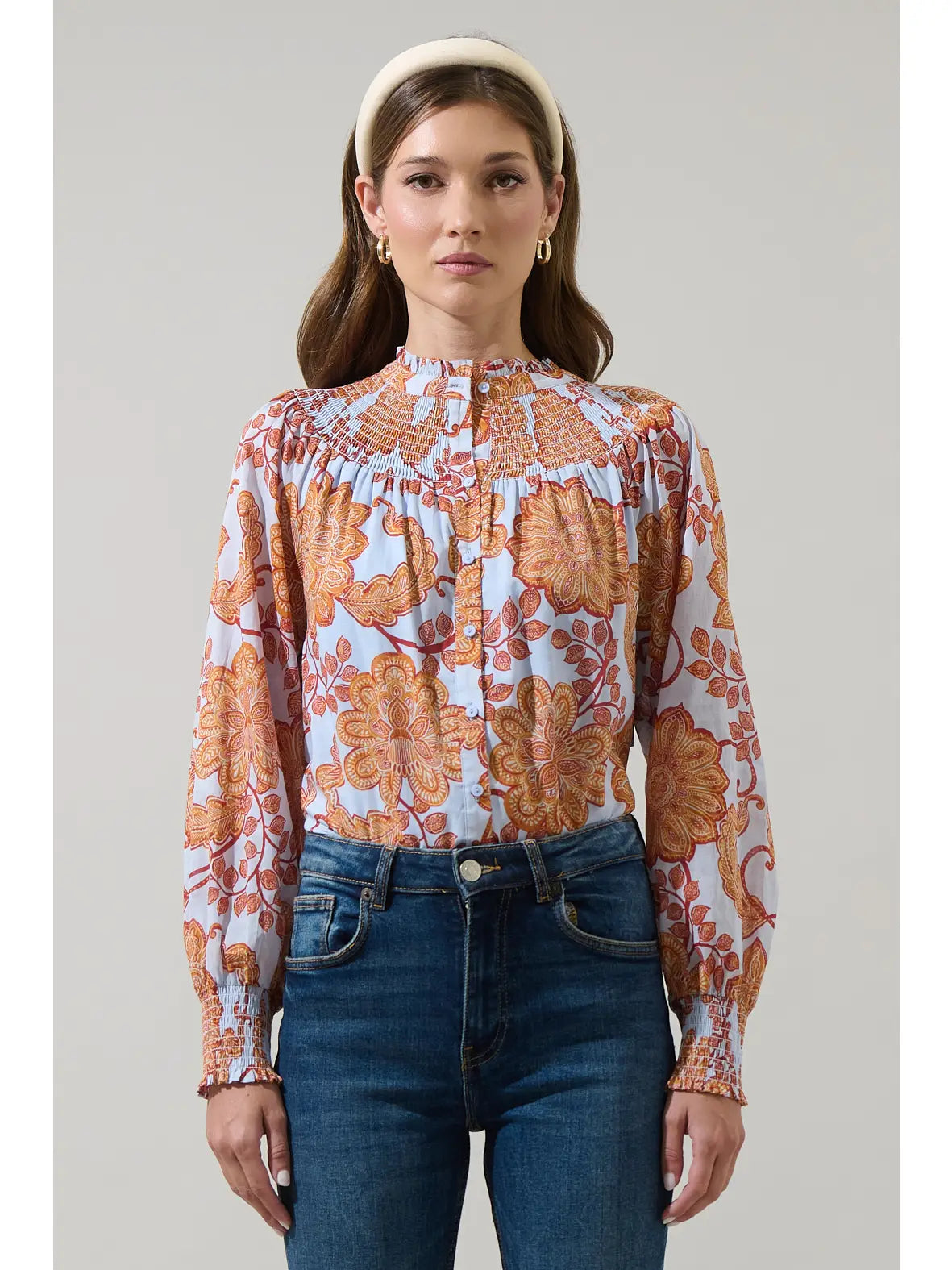 Siany Floral Debory Smocked Top