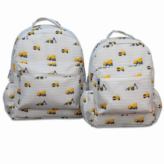 Boys Backpack - Construction On Grey