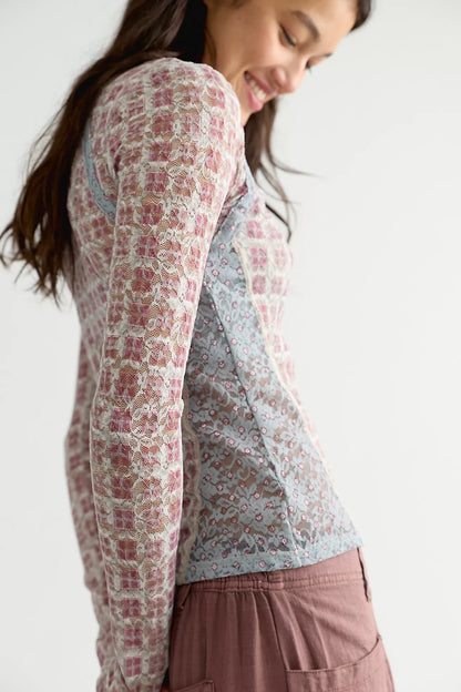 Lyric Sheer Lace Long Sleeve Turtleneck Top