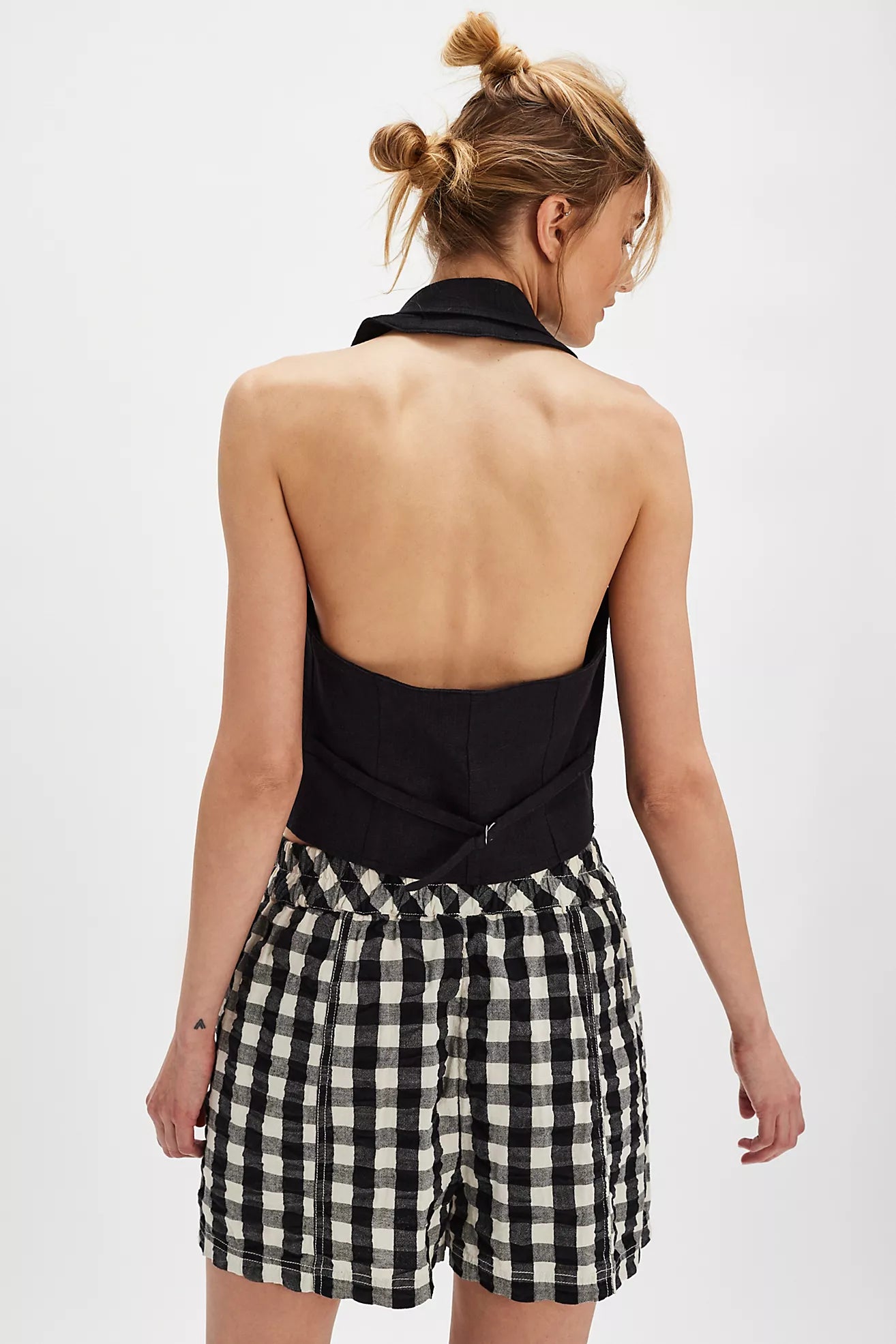 Seer Sucker Pull on Shorts Black Combo Shorts Free People