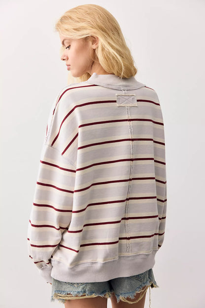 Palm Springs Striped Pullover Washed Blue Combo