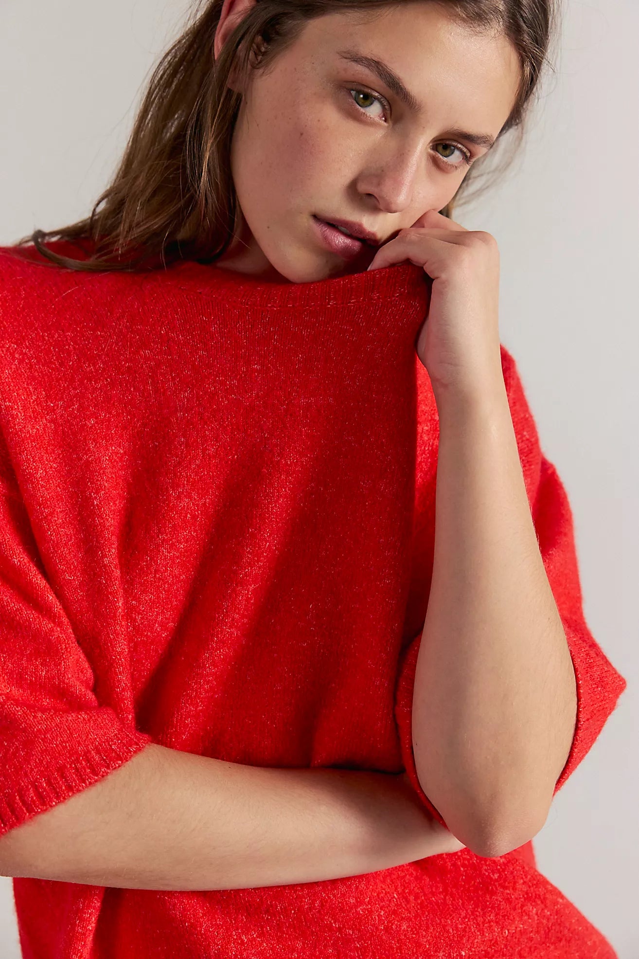 Margot SoftSpun Sweater Tee in Cherry Pop
