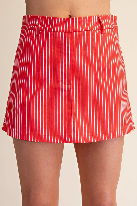 High Waisted Stripe Skort