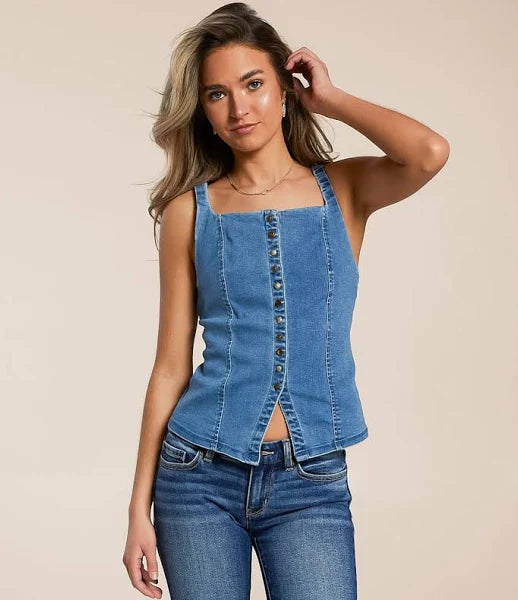 A moment in time denim mini vest
