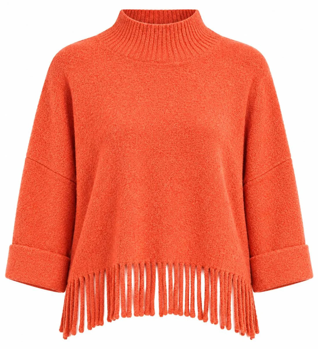 Aja Fringe Sweater  Tangerine Glow