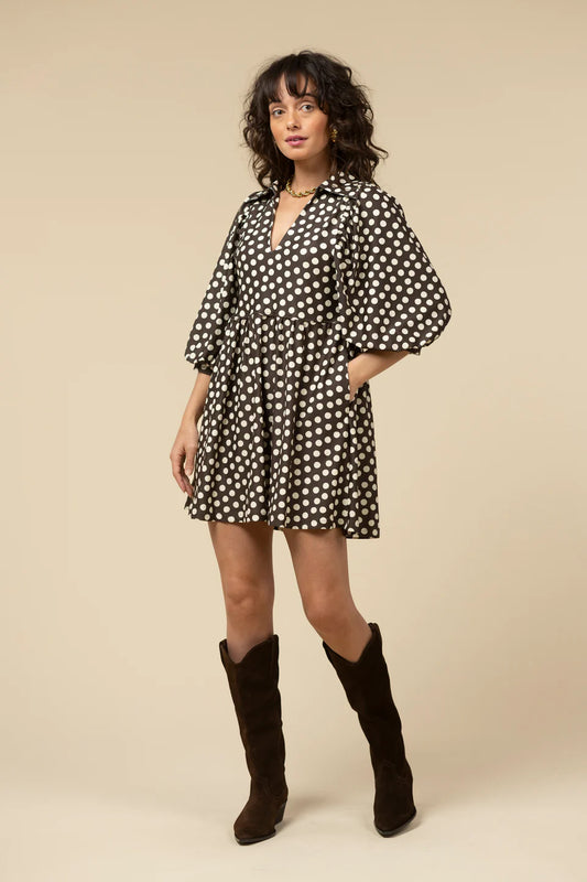 The Charlotte Dress in Chocolate Dot