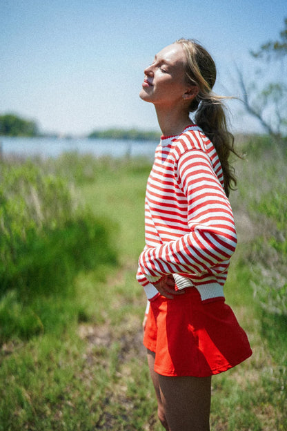 Autumn Sweater - Tomato/Cream Stripe