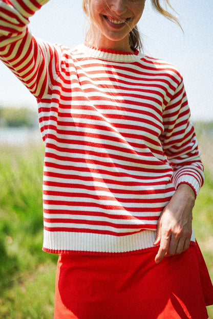 Autumn Sweater - Tomato/Cream Stripe