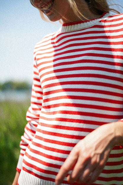 Autumn Sweater - Tomato/Cream Stripe
