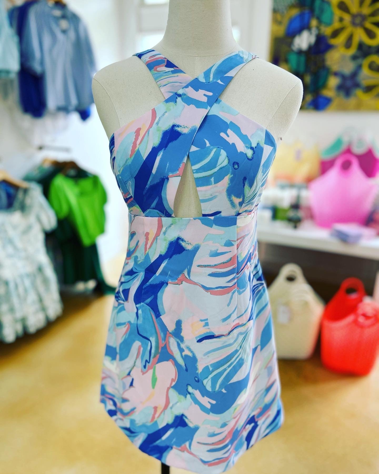 French Connection Dalla Blue Mix Dress