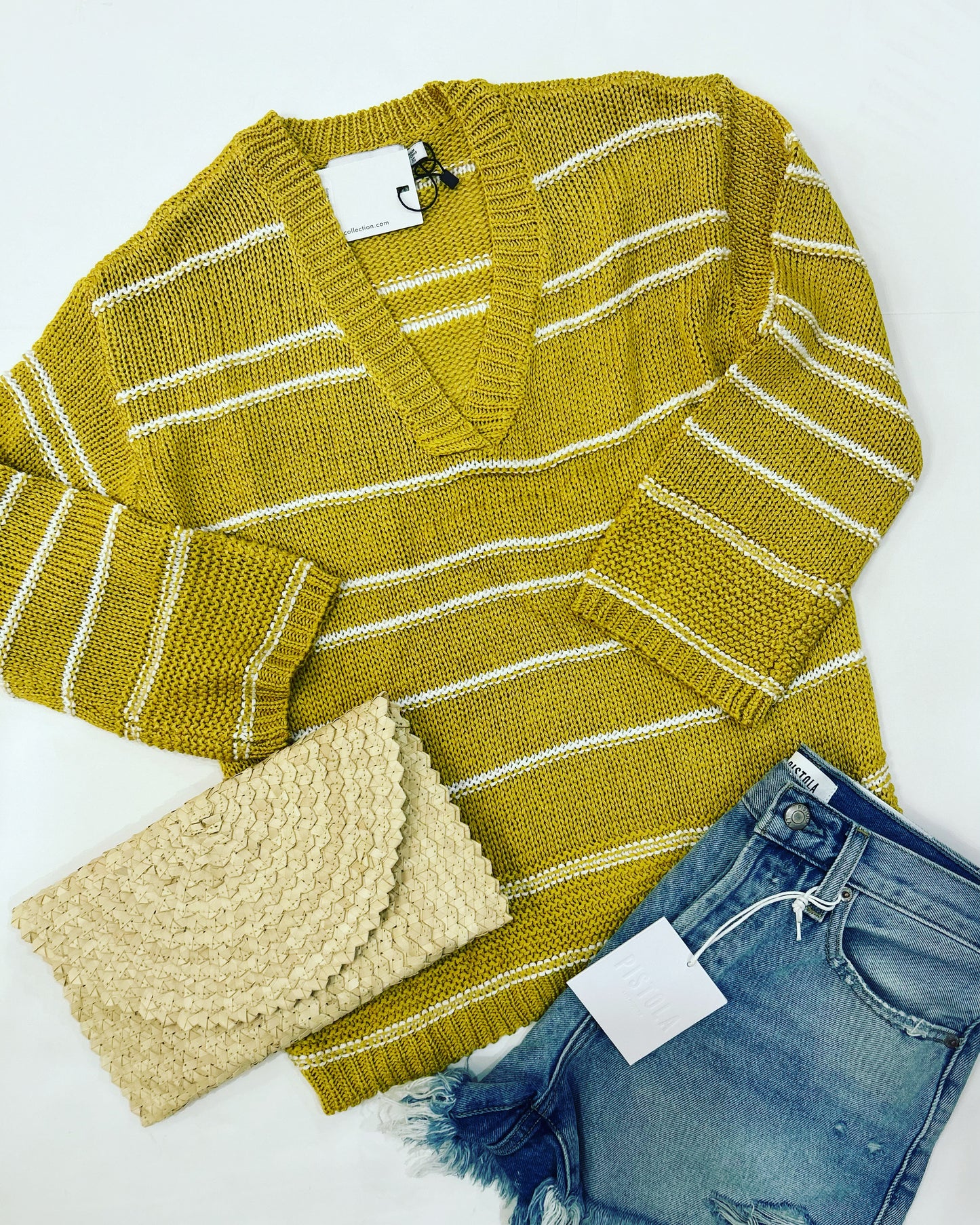 Golden Stripe Summer Sweater