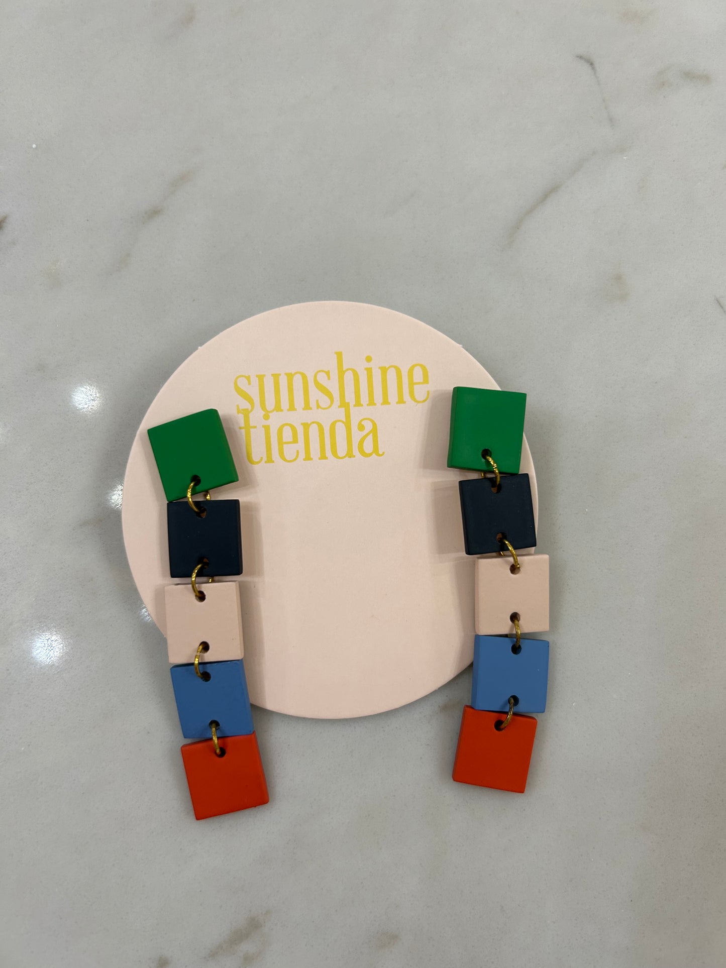 Sunshine Tienda Rainbow Square Drop Earrings