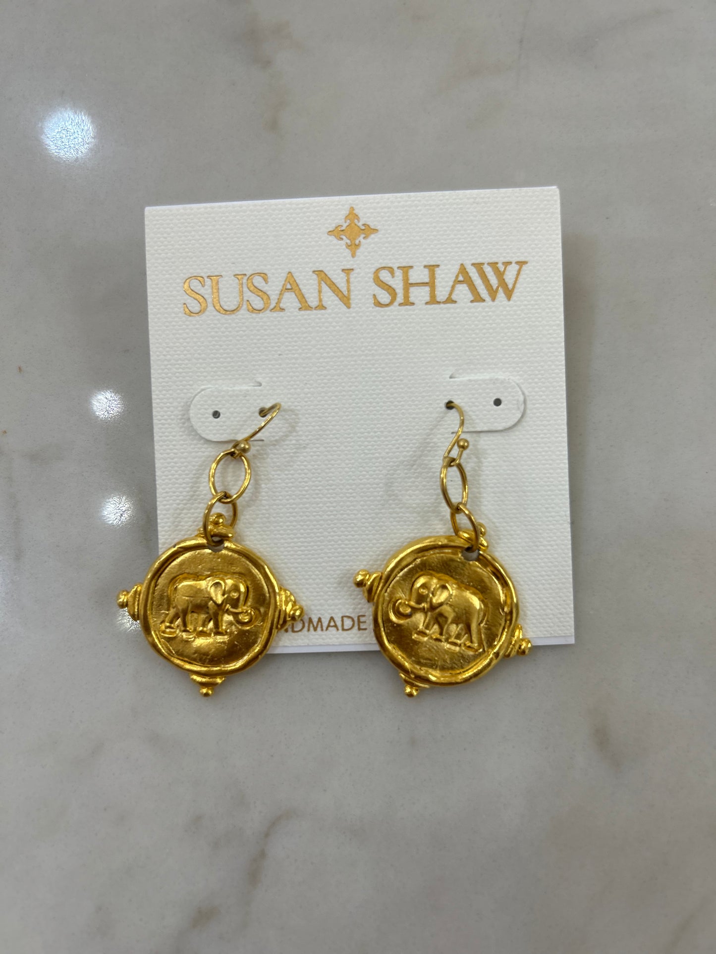 Susan Shaw Gold Elephant Earrings