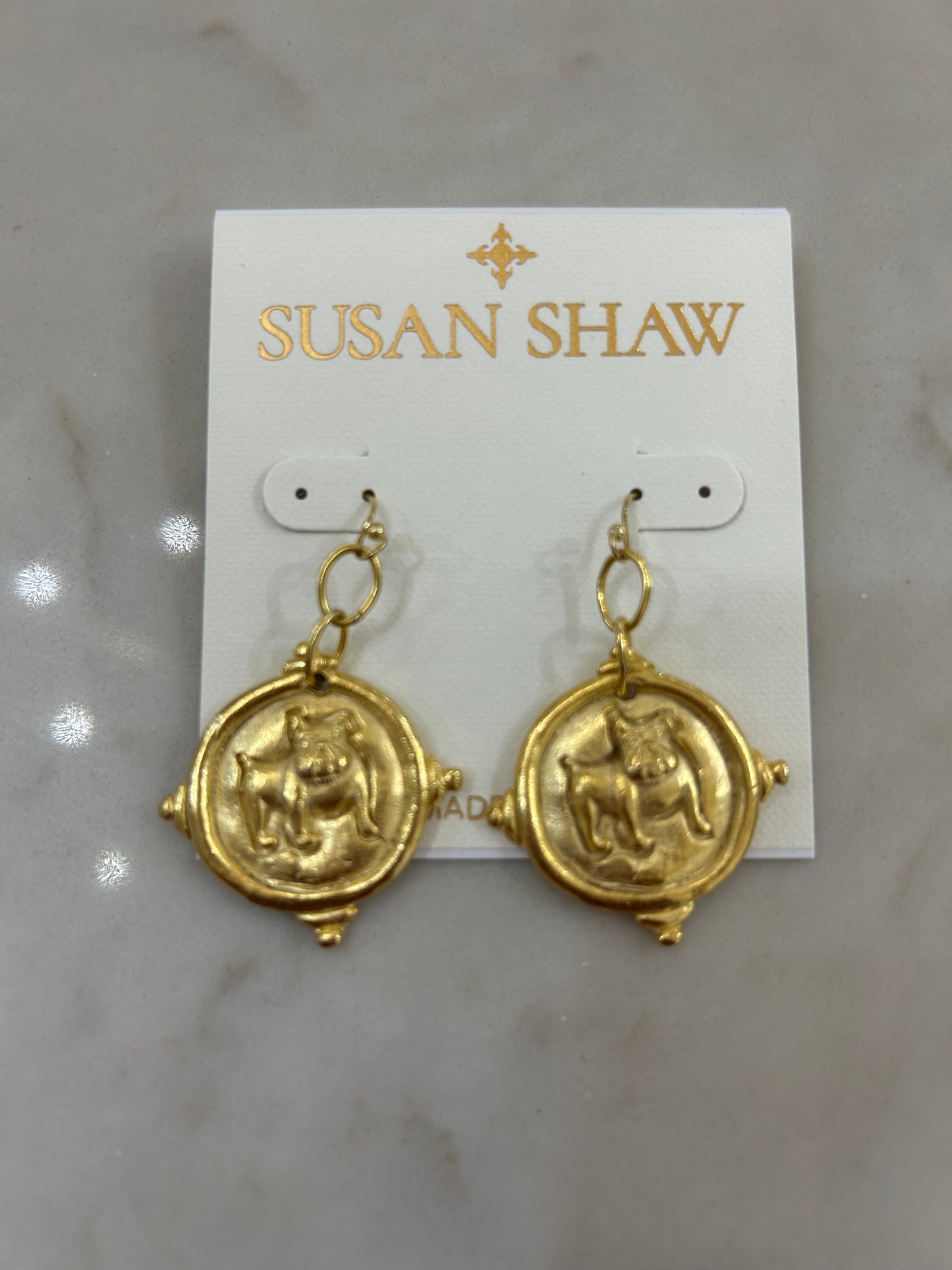 Susan Shaw Gold Bulldog Earrings