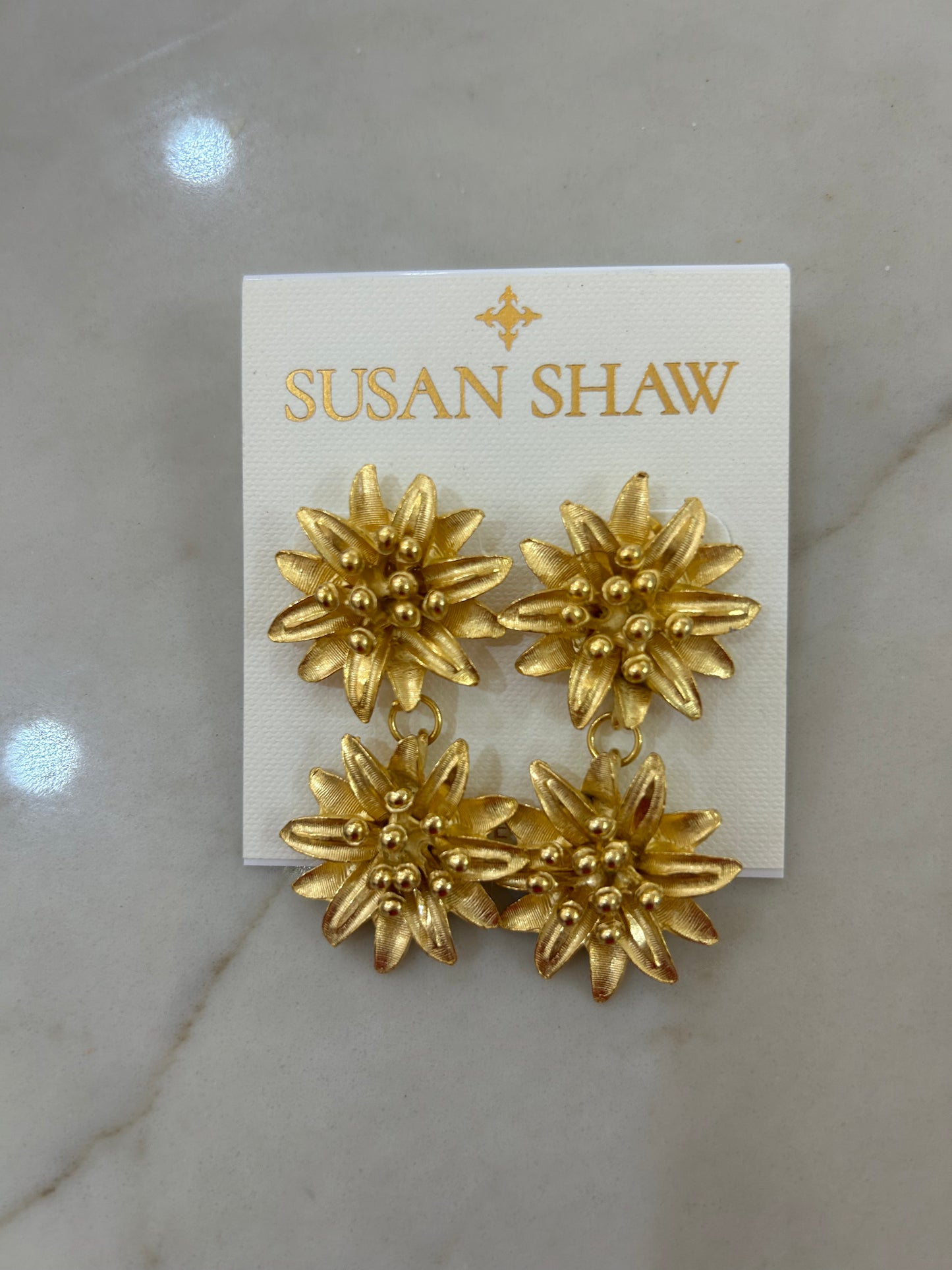 Susan Shaw Double Flower Earrings