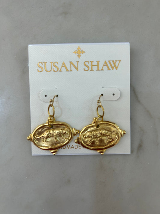 Susan Shaw Gold Tiger Earrings