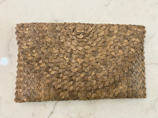 Lizzie Straw Clutch Caramel