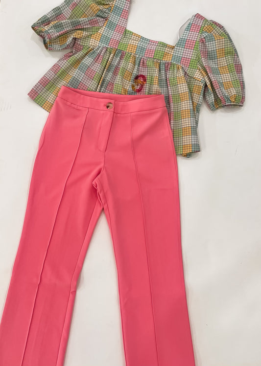 Bubblegum Pink Stretch Ankle Pant