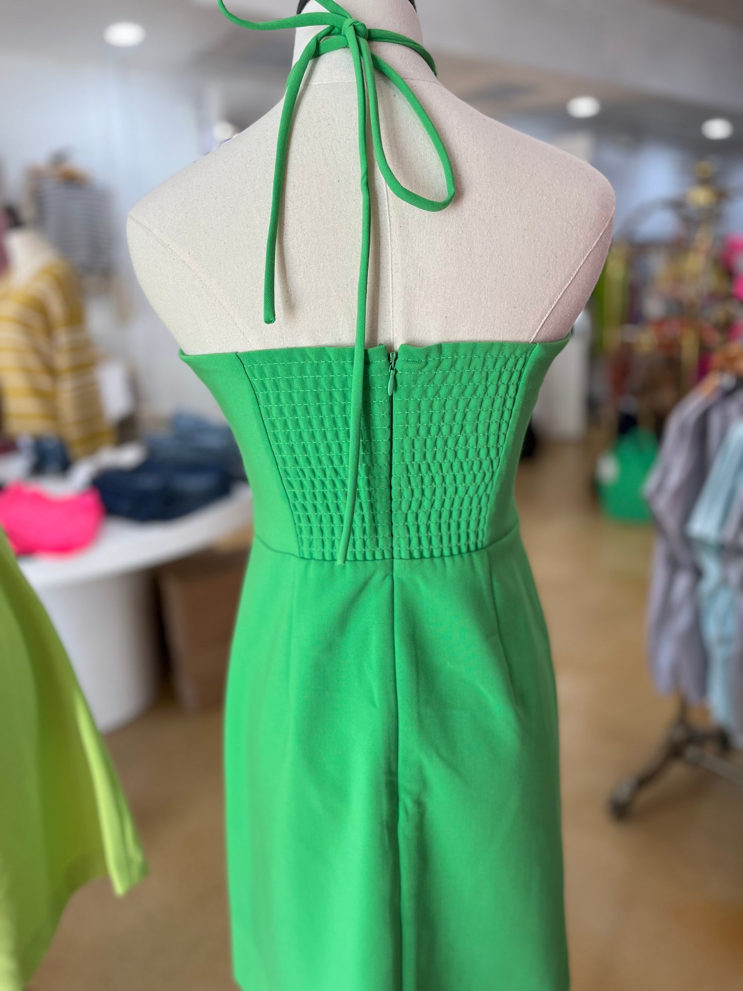 Whisper Ruth Halter Neck Dress Poise Green
